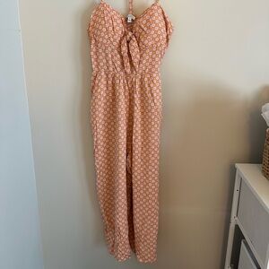 Women's Capri Romper Orange Floral Print NWOT